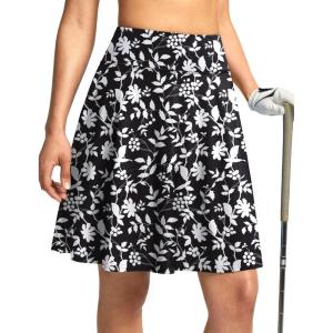 SANTINY 20” Knee Length Skorts for Woman 4 Pockets High Waisted Women’s Tennis Golf Skirts Long Athletic Skirt with Shorts(Floral Black White)