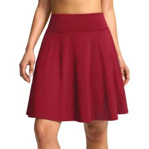 SANTINY 20” Knee Length Skorts for Woman 4 Pockets High Waisted Women’s Tennis Golf Skirts Long Athletic Skirt with Shorts(Red)