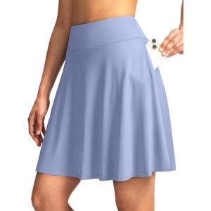 SANTINY 20” Knee Length Skorts for Woman 4 Pockets High Waisted Women’s Tennis Golf Skirts Long Athletic Skirt with Shorts(Violet)