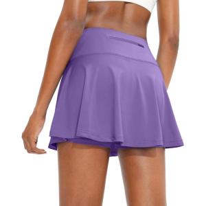 SANTINY Pleated Tennis Skirt for Women with 4 Pockets Women’s High Waisted Athletic Golf Skorts Skirts for Running Casual(Lavender)