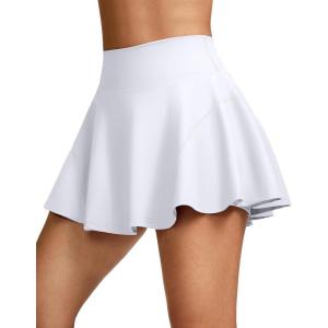 SANTINY Pleated Tennis Skirts for Women with Pockets Women’s High Waisted Running Workout Athletic Golf Skorts Skirts(A White)
