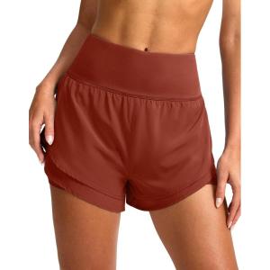 SANTINY Women’s 2 in 1 Running Shorts with Pockets 3″ High Waisted Exercise Workout Athletic Shorts for Women with Liner(Savannah)