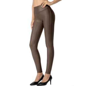 SANTINY Women’s 25.5”/27” Faux Leather Leggings Pants Stretch High Waisted Tights for Women(Brown)