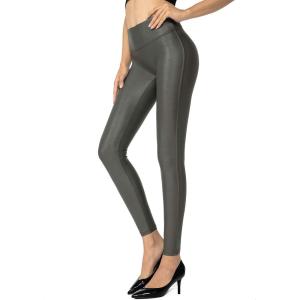 SANTINY Women’s 25.5”/27” Faux Leather Leggings Pants Stretch High Waisted Tights for Women(Olive Green)