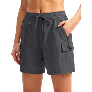 SANTINY Women’s 5”/ 7”/9” Hiking Cargo Shorts Quick Dry Lightweight Summer Shorts for Women Athletic Golf Zipper Pockets(Dark Grey)
