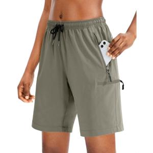 SANTINY Women’s 5”/ 7”/9” Hiking Cargo Shorts Quick Dry Lightweight Summer Shorts for Women Athletic Golf Zipper Pockets(Grey Sage)