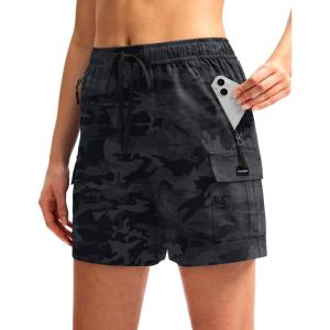 SANTINY Women’s 5”/ 7”/9” Hiking Cargo Shorts Quick Dry Lightweight Summer Shorts for Women Athletic Golf Zipper Pockets(Greycamo)