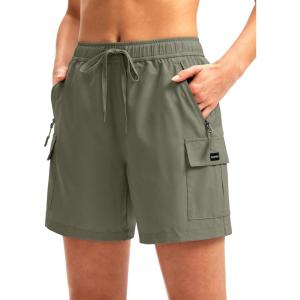 SANTINY Women’s 5”/ 7”/9” Hiking Cargo Shorts Quick Dry Lightweight Summer Shorts for Women Athletic Golf Zipper Pockets(Silver Sage)