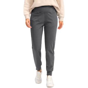 SANTINY Women’s Fleece Lined Joggers Water Resistant High Waisted Thermal Sweatpants Winter Pants Hiking Running Pockets(Charcoal)