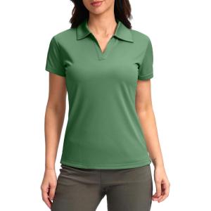 SANTINY Women’s Golf Shirt Collared V-Neck Casual Work Tennis Tops UPF50+ Collared Polo Shirts for Women(Green)