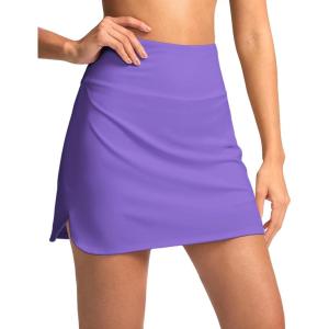 SANTINY Women’s Golf Skirts Skorts High Waisted Tennis Skirt Athletic Workout Casual Skorts for Woman with Short Pockets(Deep Lavender)