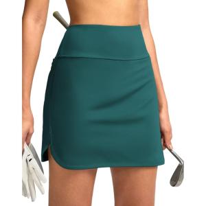 SANTINY Women’s Golf Skirts Skorts High Waisted Tennis Skirt Athletic Workout Casual Skorts for Woman with Short Pockets(Peacock Green)