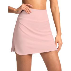 SANTINY Women’s Golf Skirts Skorts High Waisted Tennis Skirt Athletic Workout Casual Skorts for Woman with Short Pockets(Pink)