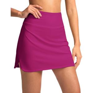 SANTINY Women’s Golf Skirts Skorts High Waisted Tennis Skirt Athletic Workout Casual Skorts for Woman with Short Pockets(Rose)
