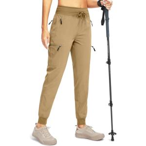 SANTINY Women’s Hiking Cargo Joggers Pants with 5 Zipper Pockets Lightweight Quick Dry High Waisted Outdoor Travel Pants