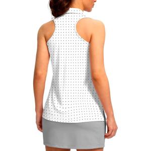 SANTINY Womens Sleeveless Golf Shirt Racerback V Neck Tank Tops Quick Dry Tennis Collared Polo Shirts for Women(Black Dot)