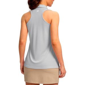 SANTINY Womens Sleeveless Golf Shirt Racerback V Neck Tank Tops Quick Dry Tennis Collared Polo Shirts for Women(Light Grey)