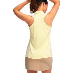 SANTINY Womens Sleeveless Golf Shirt Racerback V Neck Tank Tops Quick Dry Tennis Collared Polo Shirts for Women(Light Yellow)