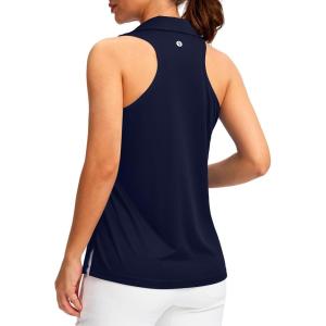 SANTINY Womens Sleeveless Golf Shirt Racerback V Neck Tank Tops Quick Dry Tennis Collared Polo Shirts for Women(Navy)