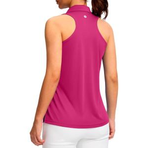 SANTINY Womens Sleeveless Golf Shirt Racerback V Neck Tank Tops Quick Dry Tennis Collared Polo Shirts for Women(Rose)