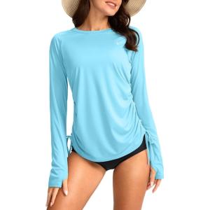 SANTINY Women’s UPF50+ Rash Guard SPF Long Sleeve Swimsuits Top UV Sun Protection Swim Shirts for Woman(Light Blue)