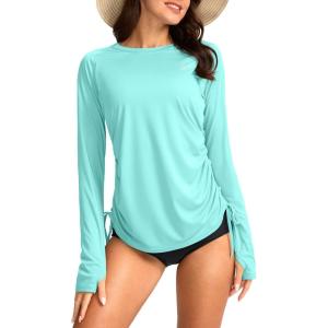 SANTINY Women’s UPF50+ Rash Guard SPF Long Sleeve Swimsuits Top UV Sun Protection Swim Shirts for Woman(Light Green)