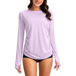 SANTINY Women’s UPF50+ Rash Guard SPF Long Sleeve Swimsuits Top UV Sun Protection Swim Shirts for Woman(Light Purple)