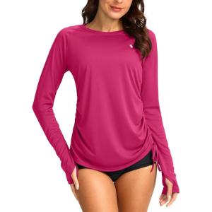 SANTINY Women’s UPF50+ Rash Guard SPF Long Sleeve Swimsuits Top UV Sun Protection Swim Shirts for Woman(Rose)