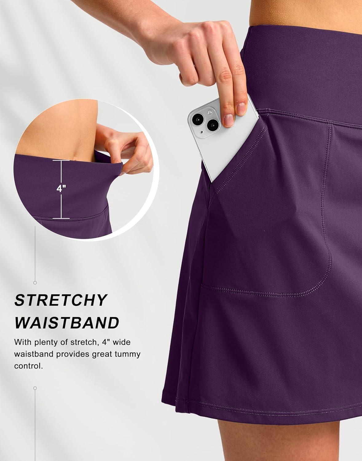 imageSANTINY 16quot Golf Skorts Skirts for Women with 4 Pockets Womens High Waisted Stretchy Tennis Skirt Athletic SkortPurple