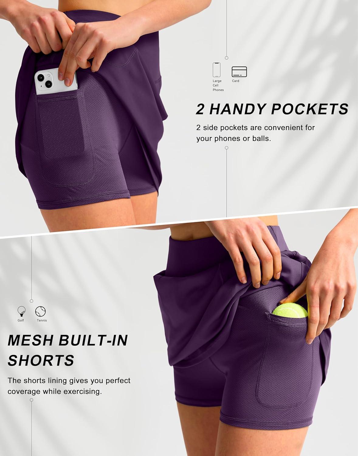 imageSANTINY 16quot Golf Skorts Skirts for Women with 4 Pockets Womens High Waisted Stretchy Tennis Skirt Athletic SkortPurple