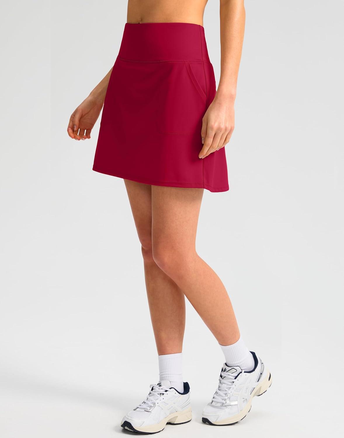 imageSANTINY 16quot Golf Skorts Skirts for Women with 4 Pockets Womens High Waisted Stretchy Tennis Skirt Athletic SkortRed