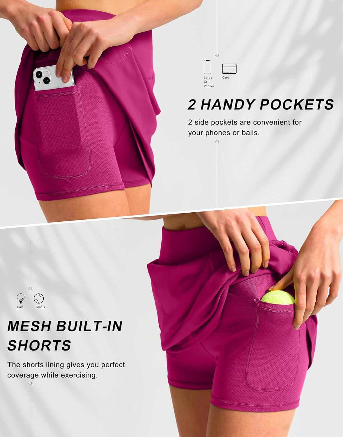 imageSANTINY 16quot Golf Skorts Skirts for Women with 4 Pockets Womens High Waisted Stretchy Tennis Skirt Athletic SkortRose