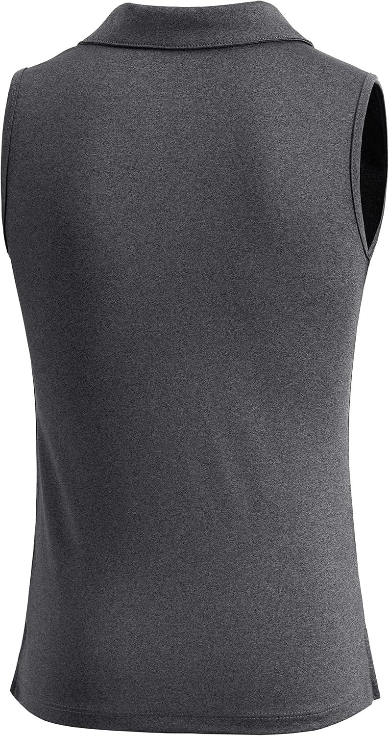 imageSANTINY Girls Sleeveless Golf Shirt VNeck Quick Dry Tennis Tank Tops Golf Clothes Collared Polo Shirts for GirlDark Grey
