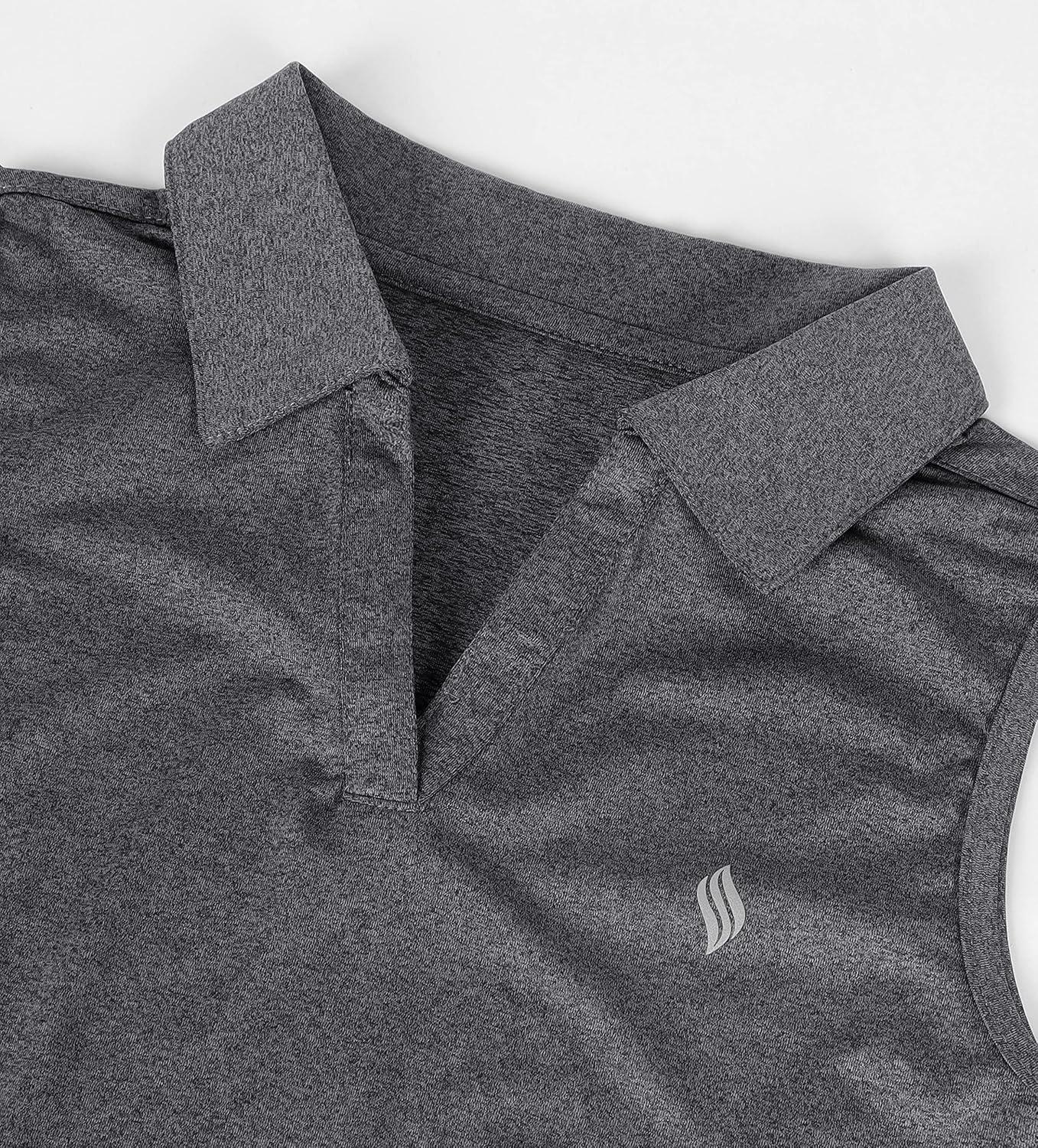 imageSANTINY Girls Sleeveless Golf Shirt VNeck Quick Dry Tennis Tank Tops Golf Clothes Collared Polo Shirts for GirlDark Grey