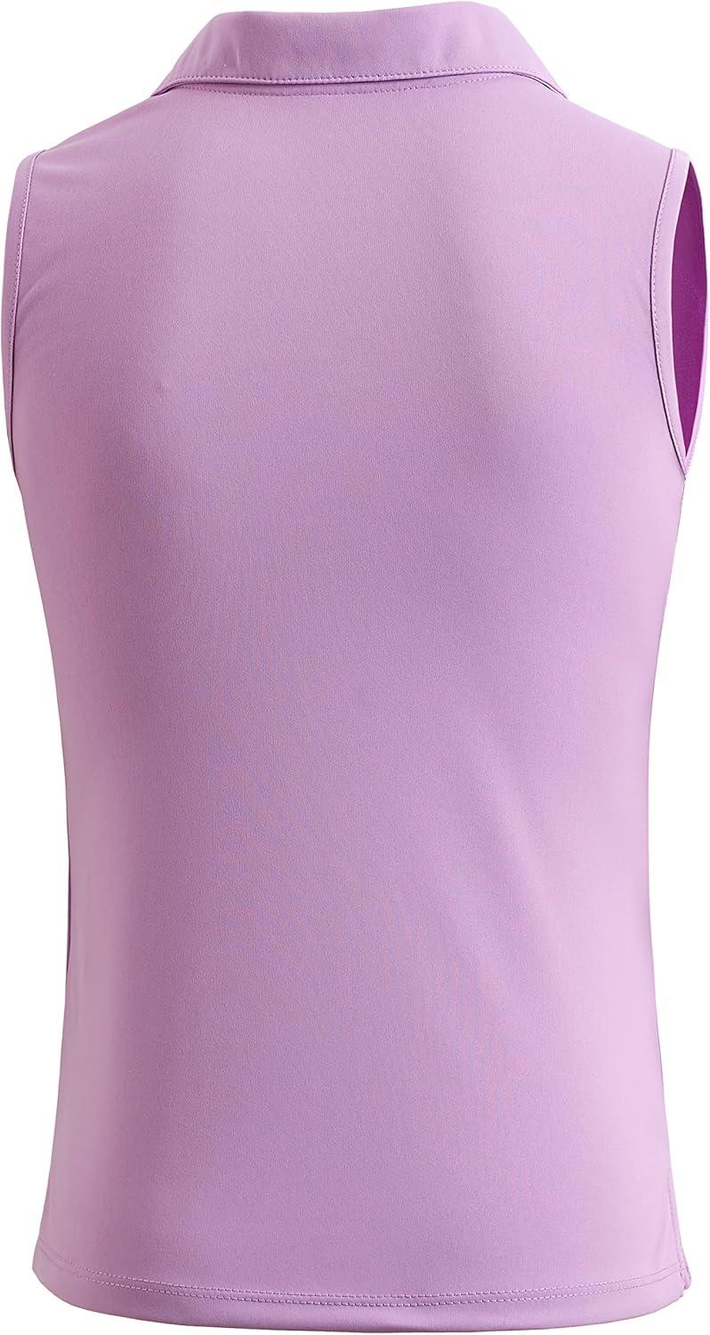 imageSANTINY Girls Sleeveless Golf Shirt VNeck Quick Dry Tennis Tank Tops Golf Clothes Collared Polo Shirts for GirlLight Purple