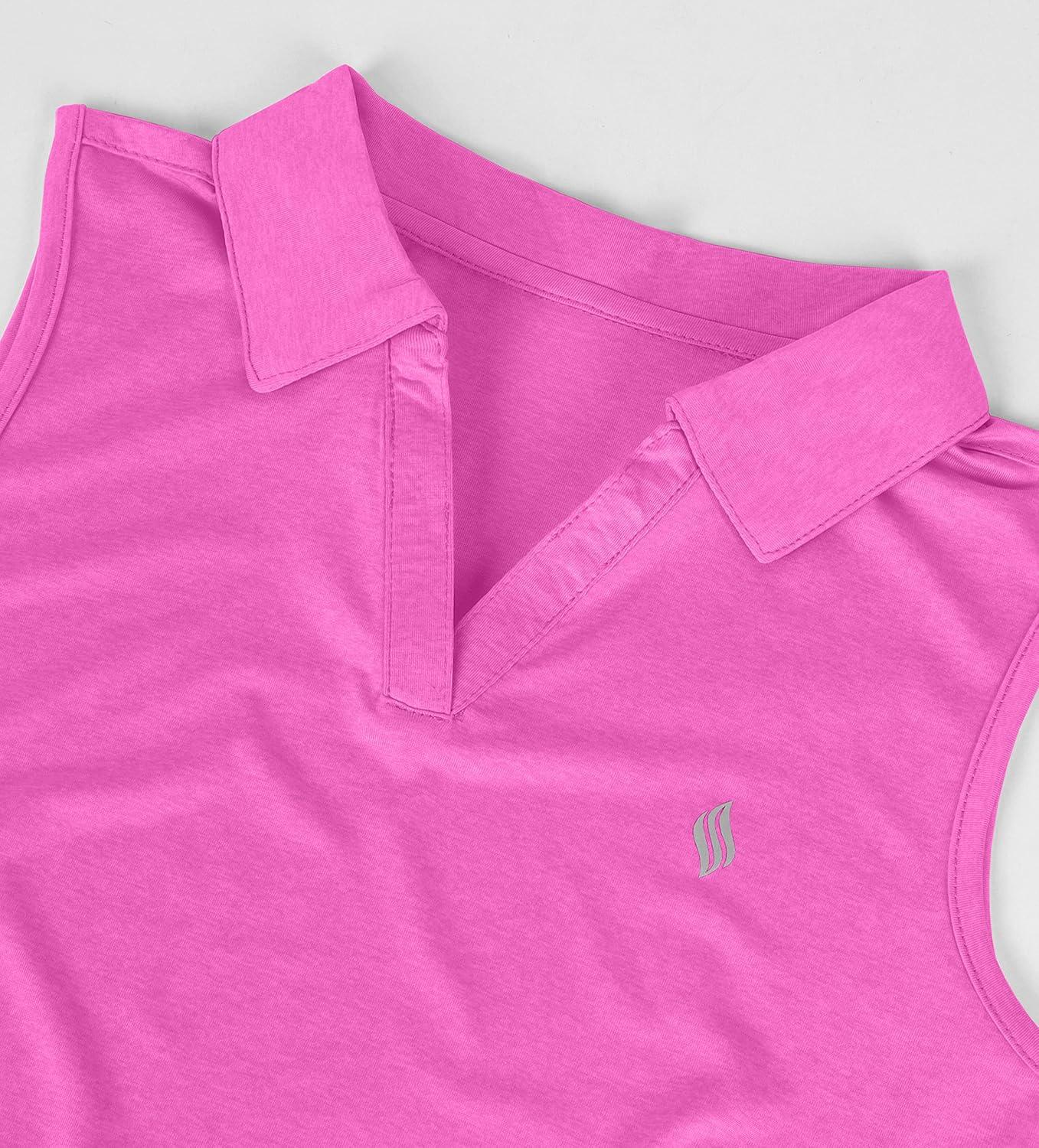 imageSANTINY Girls Sleeveless Golf Shirt VNeck Quick Dry Tennis Tank Tops Golf Clothes Collared Polo Shirts for GirlRose