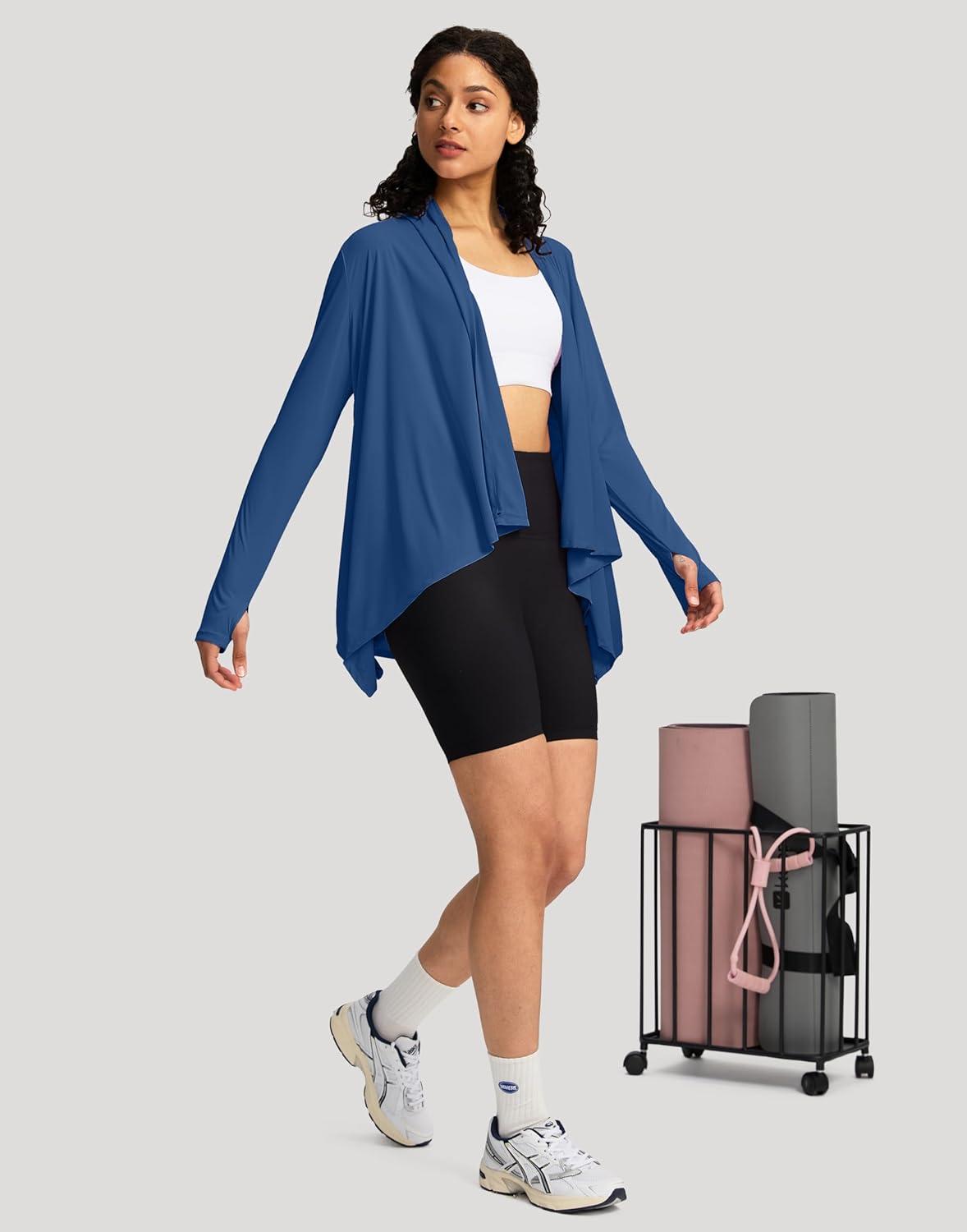 imageSANTINY UPF50 Sun Shirt for Women Long Sleeve SPF UV Sun Protection Shirts Lightweight Cardigan with Pockets Swim Cover UpDark Blue