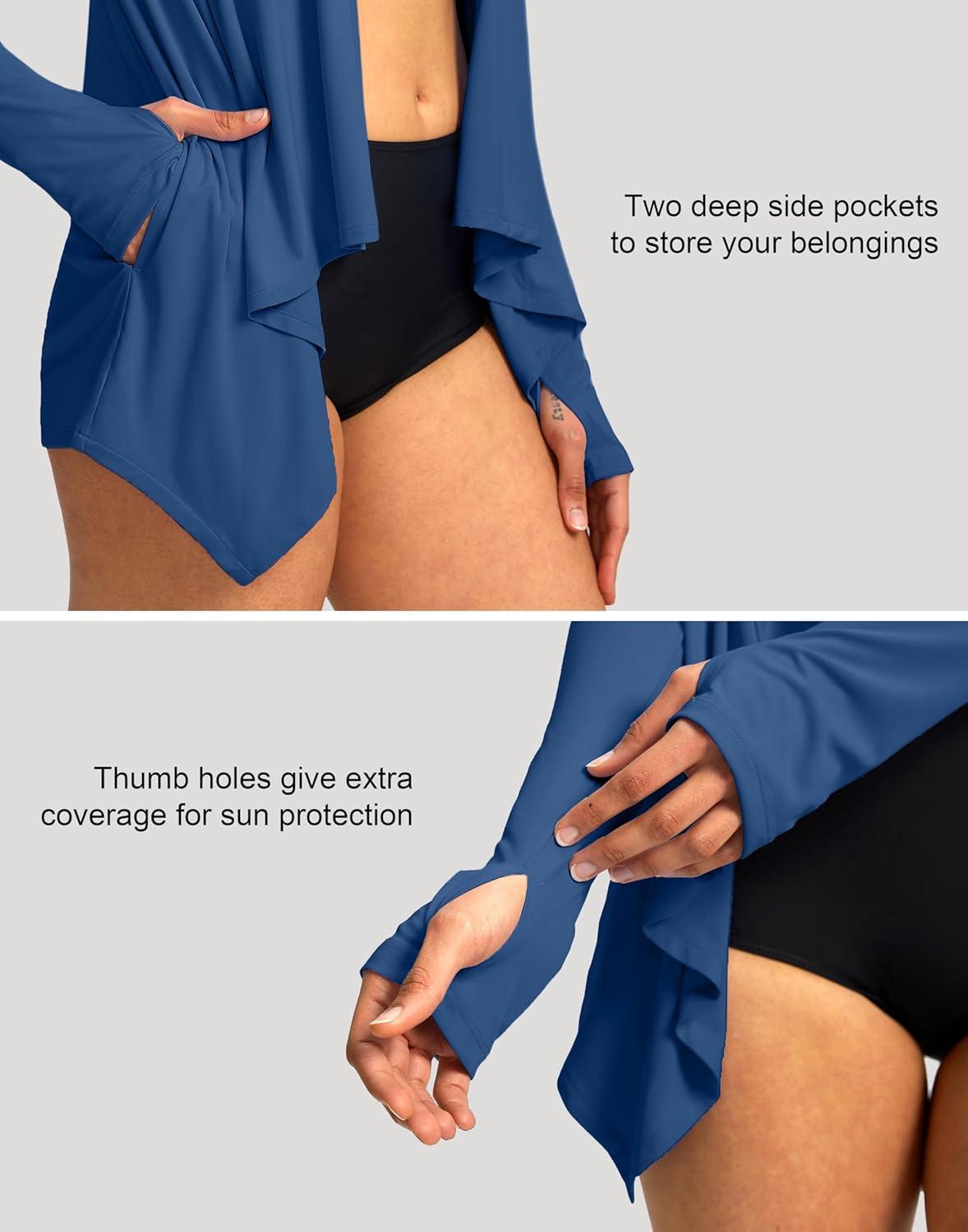 imageSANTINY UPF50 Sun Shirt for Women Long Sleeve SPF UV Sun Protection Shirts Lightweight Cardigan with Pockets Swim Cover UpDark Blue