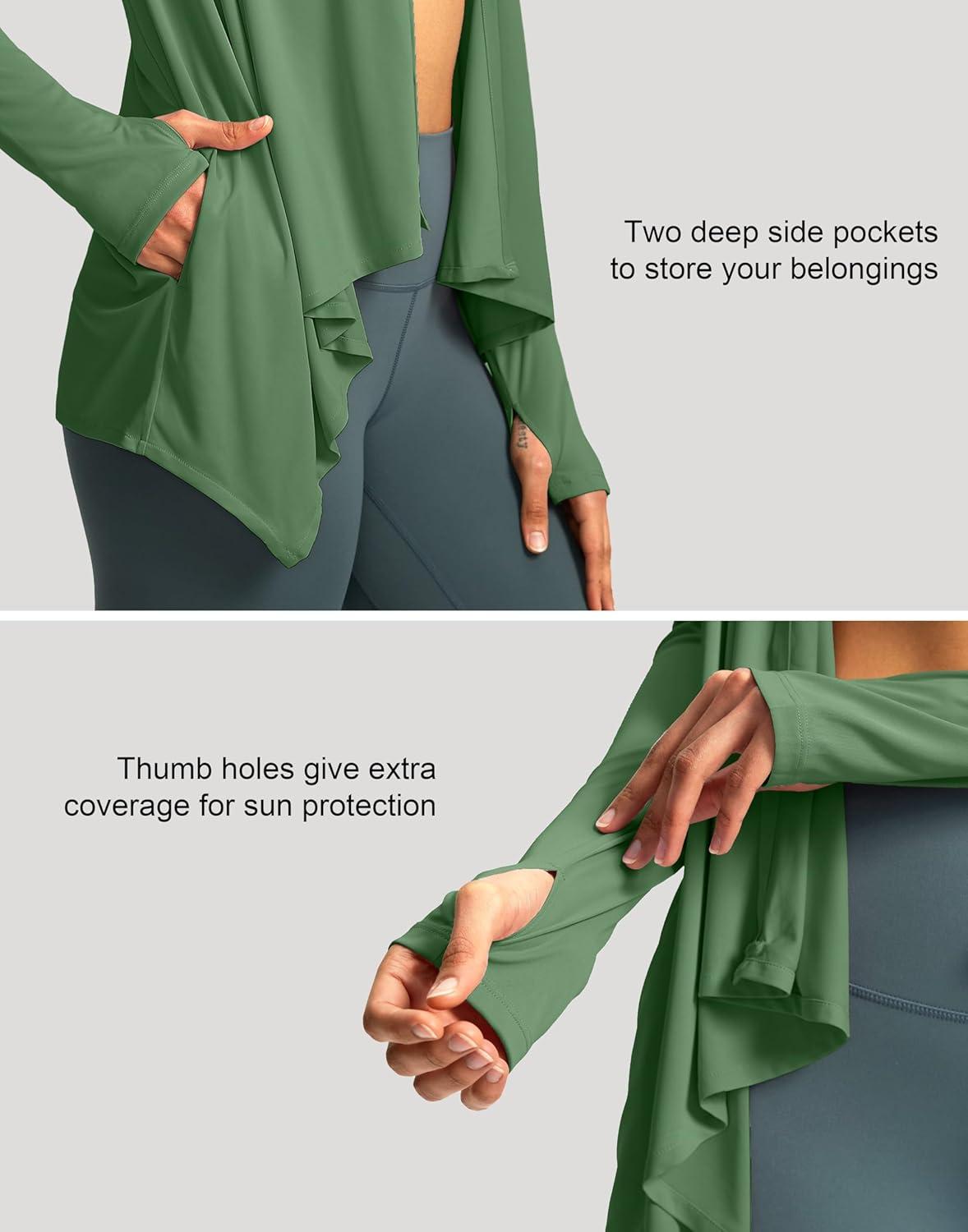 imageSANTINY UPF50 Sun Shirt for Women Long Sleeve SPF UV Sun Protection Shirts Lightweight Cardigan with Pockets Swim Cover UpGreen