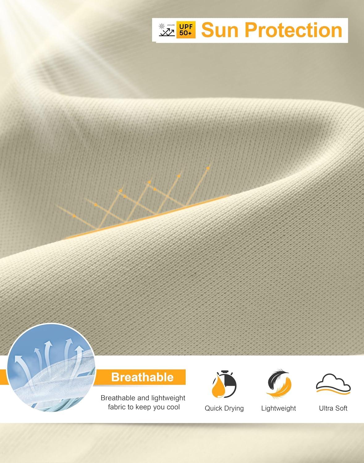 imageSANTINY UPF50 Sun Shirt for Women Long Sleeve SPF UV Sun Protection Shirts Lightweight Cardigan with Pockets Swim Cover UpKhaki