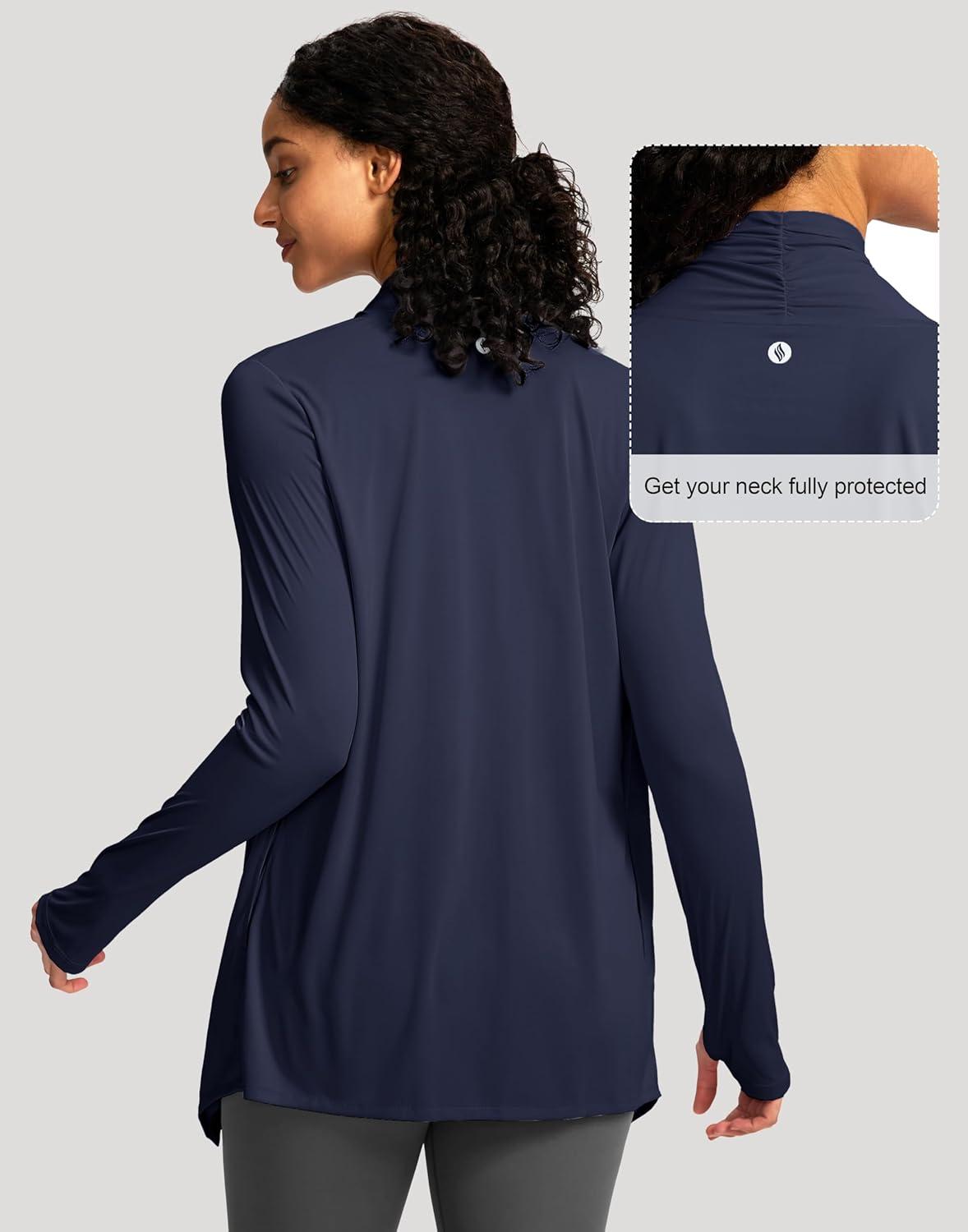imageSANTINY UPF50 Sun Shirt for Women Long Sleeve SPF UV Sun Protection Shirts Lightweight Cardigan with Pockets Swim Cover UpNavy
