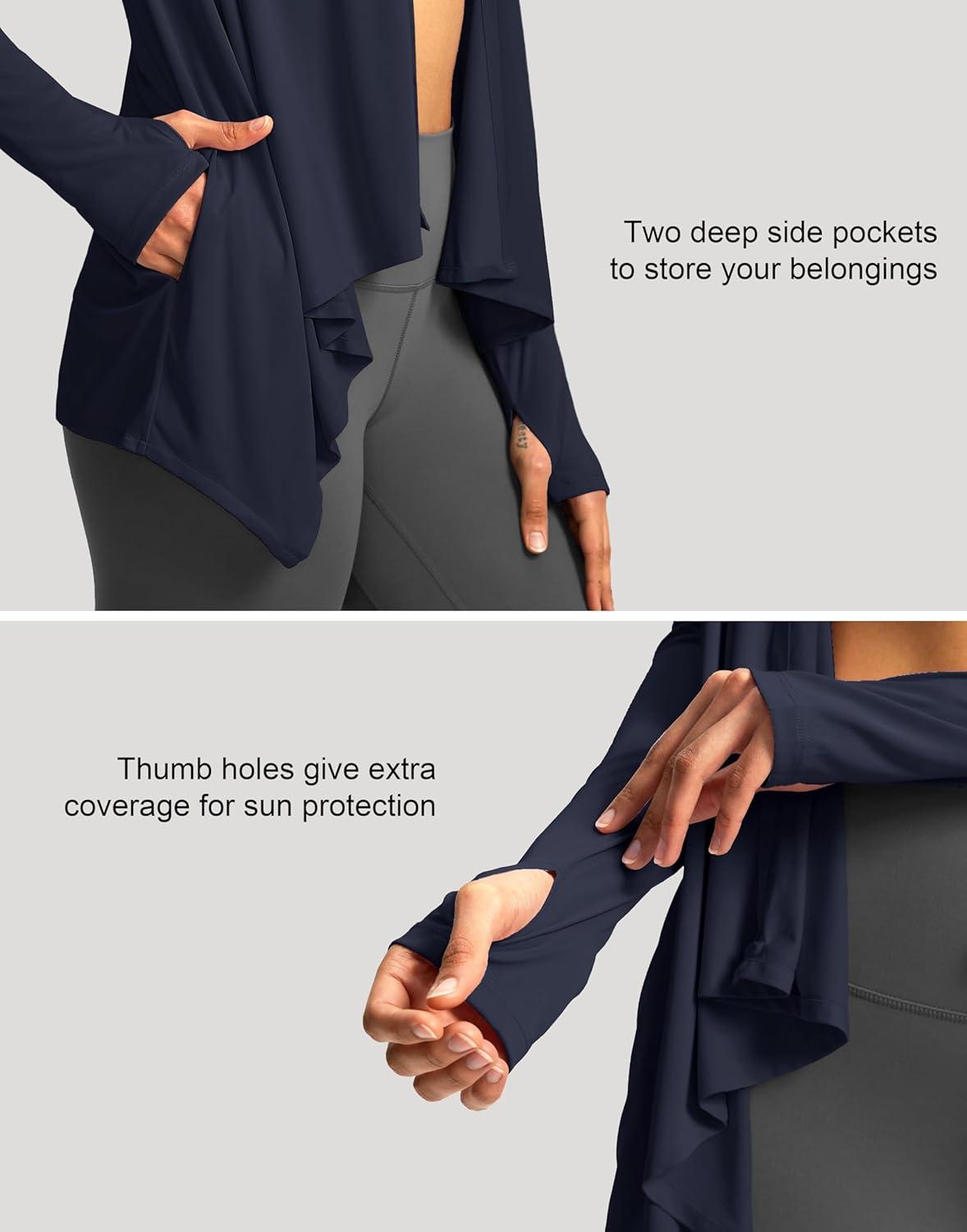 imageSANTINY UPF50 Sun Shirt for Women Long Sleeve SPF UV Sun Protection Shirts Lightweight Cardigan with Pockets Swim Cover UpNavy