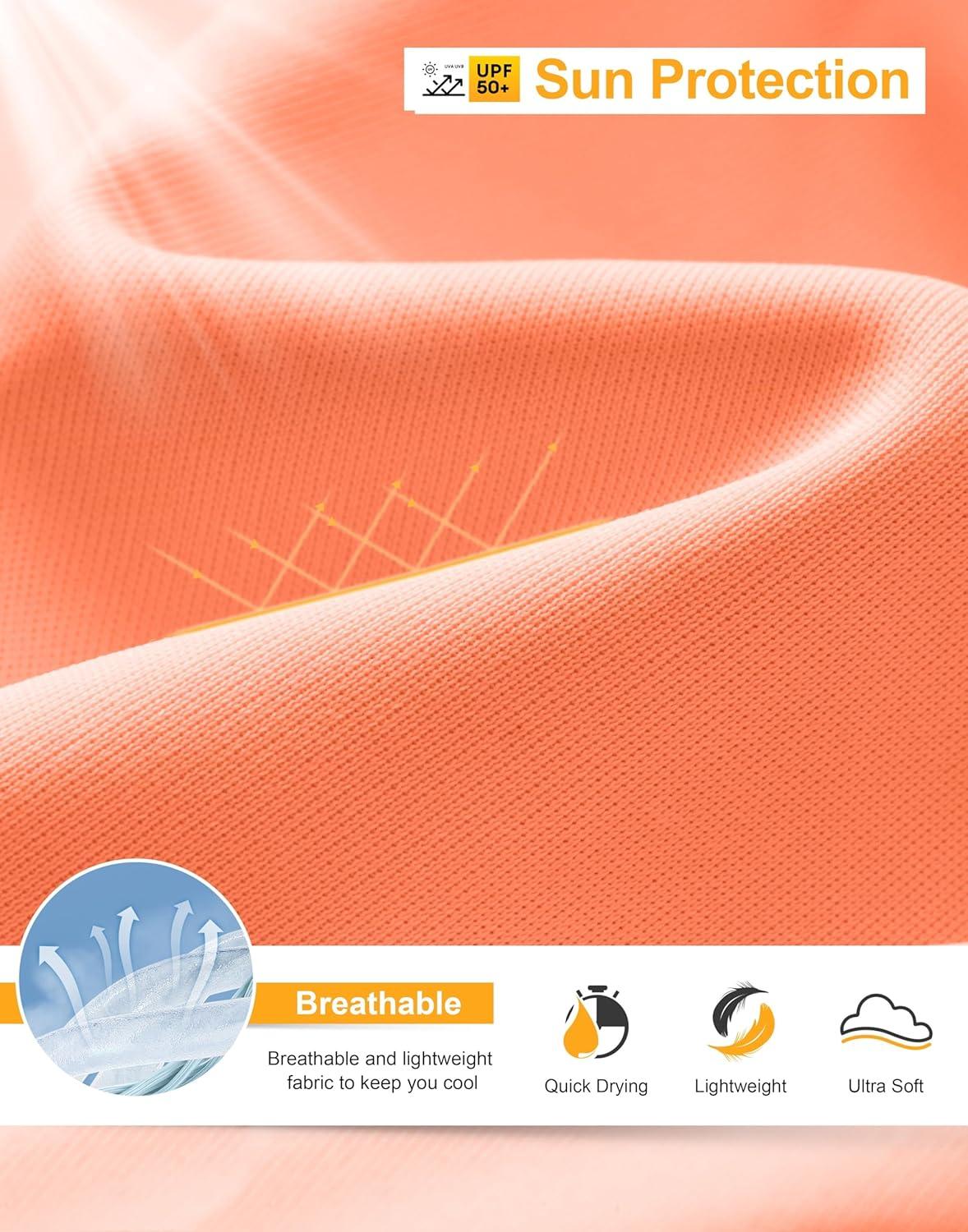 imageSANTINY UPF50 Sun Shirt for Women Long Sleeve SPF UV Sun Protection Shirts Lightweight Cardigan with Pockets Swim Cover UpOrange
