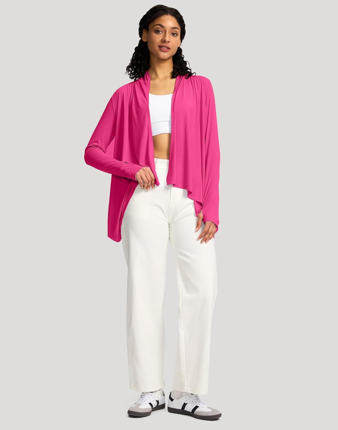 imageSANTINY UPF50 Sun Shirt for Women Long Sleeve SPF UV Sun Protection Shirts Lightweight Cardigan with Pockets Swim Cover UpRose