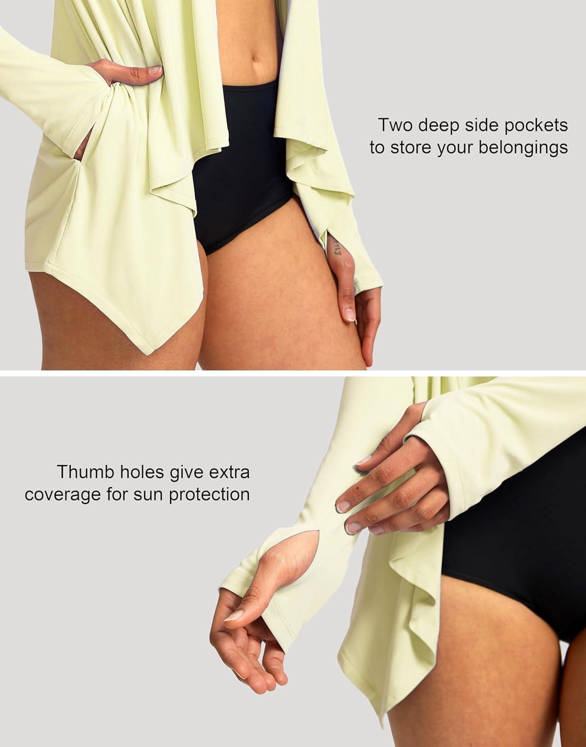 imageSANTINY UPF50 Sun Shirt for Women Long Sleeve SPF UV Sun Protection Shirts Lightweight Cardigan with Pockets Swim Cover UpYellow