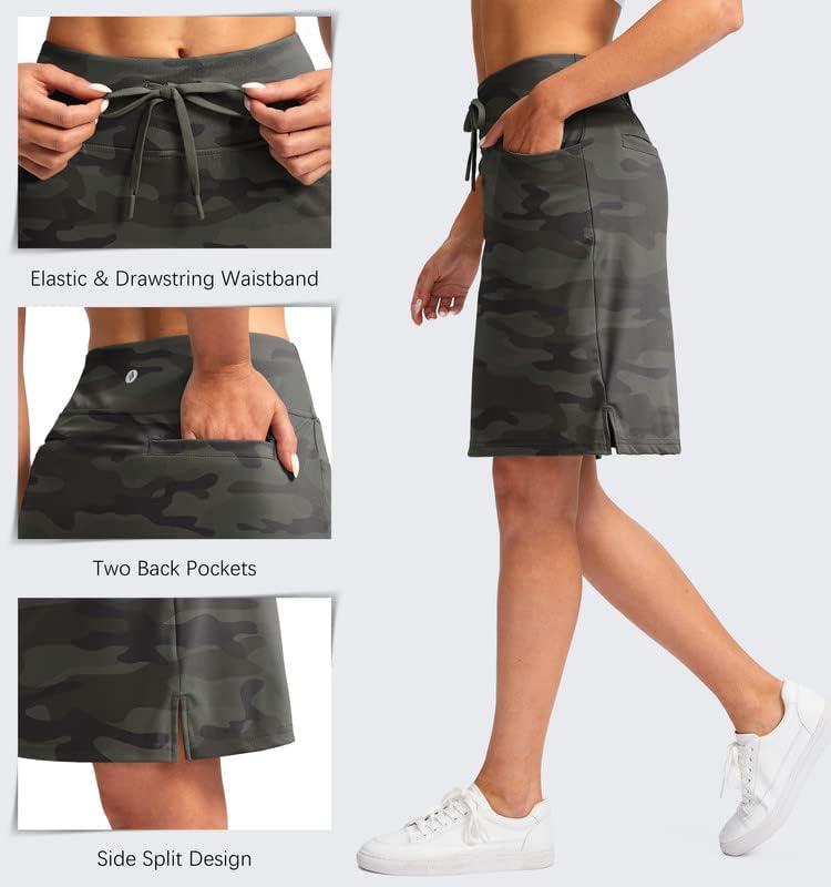 imageSANTINY Womens 20 Knee Length Skorts Skirts 6 Pockets High Waisted Drawstring Long Athletic Tennis Golf Skirt WomenGreen Camo