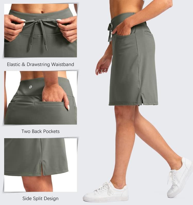 imageSANTINY Womens 20 Knee Length Skorts Skirts 6 Pockets High Waisted Drawstring Long Athletic Tennis Golf Skirt WomenGrey Sage