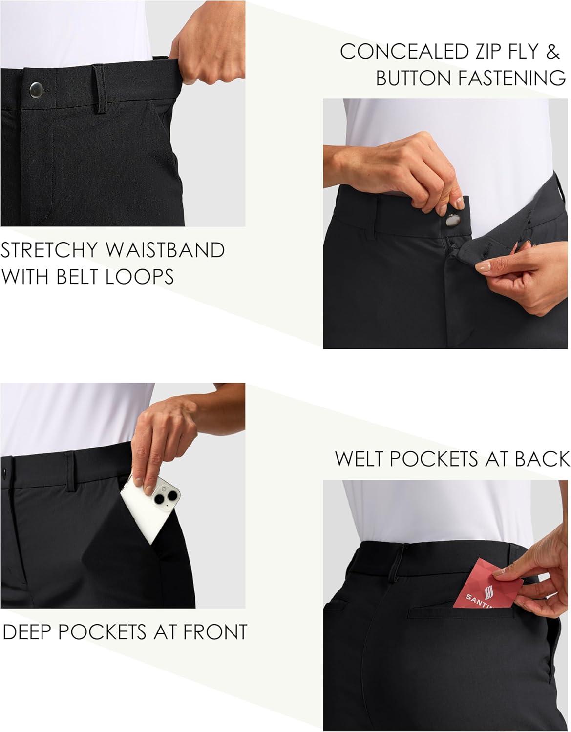 imageSANTINY Womens 5quot Golf Shorts with Pockets Quick Dry Stretch Work Outdoor Hiking Shorts for Women Casual SummerBlack