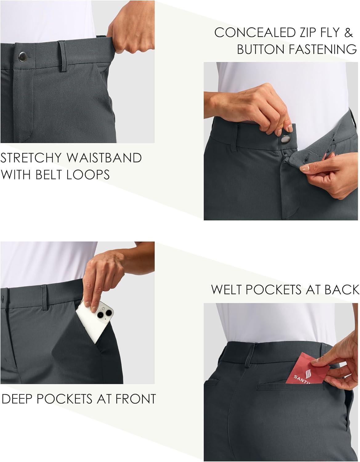 imageSANTINY Womens 5quot Golf Shorts with Pockets Quick Dry Stretch Work Outdoor Hiking Shorts for Women Casual SummerDark Grey