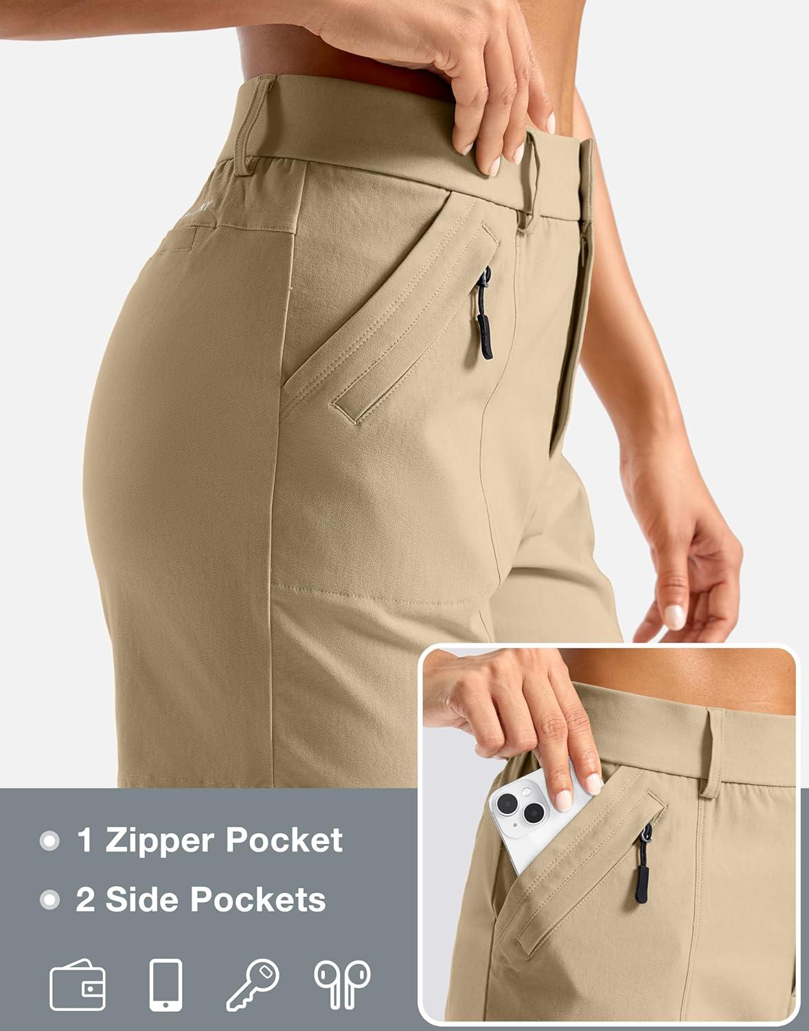imageSANTINY Womens 5quot Golf Shorts with Pockets Quick Dry Stretch Work Outdoor Hiking Shorts for Women Casual SummerKhaki